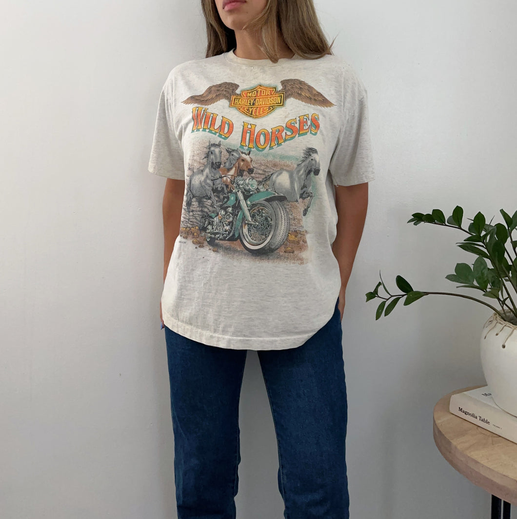 90's Harley Davidson wild horses tee