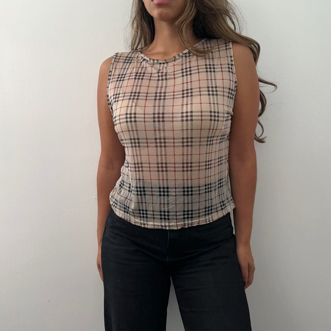 1980 Burberry london sheer mesh tank top