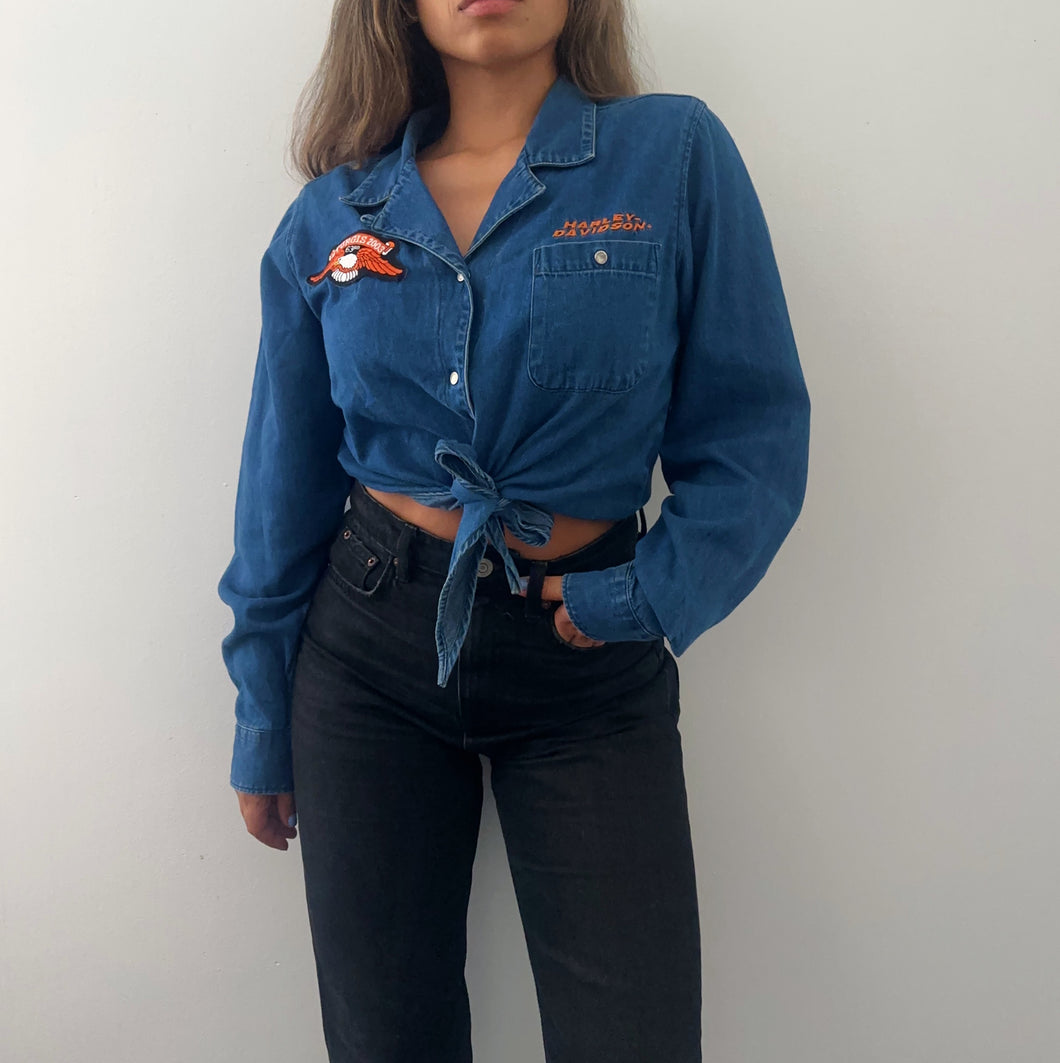 2003  Harley Davidson tie front crop top