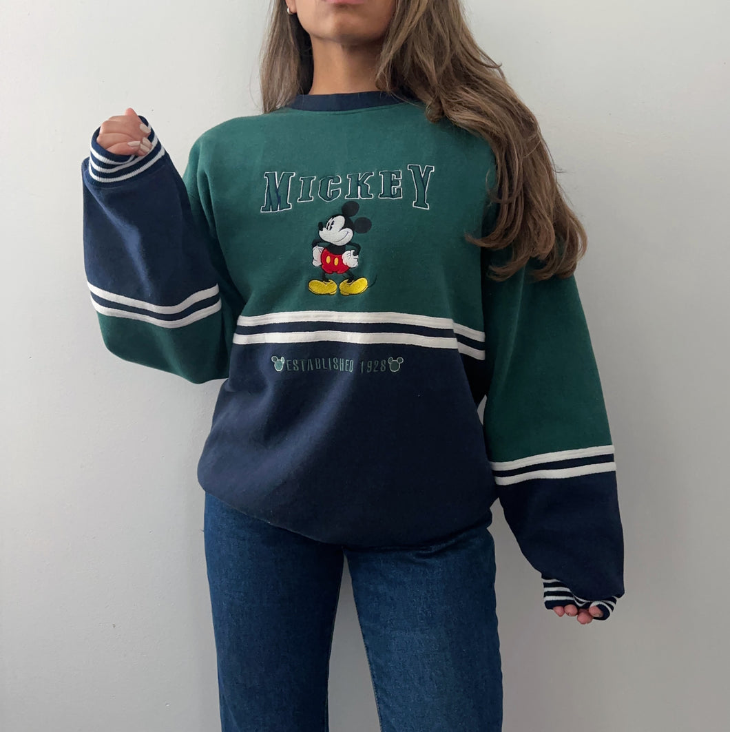 90's color block Mickey sweatshirt