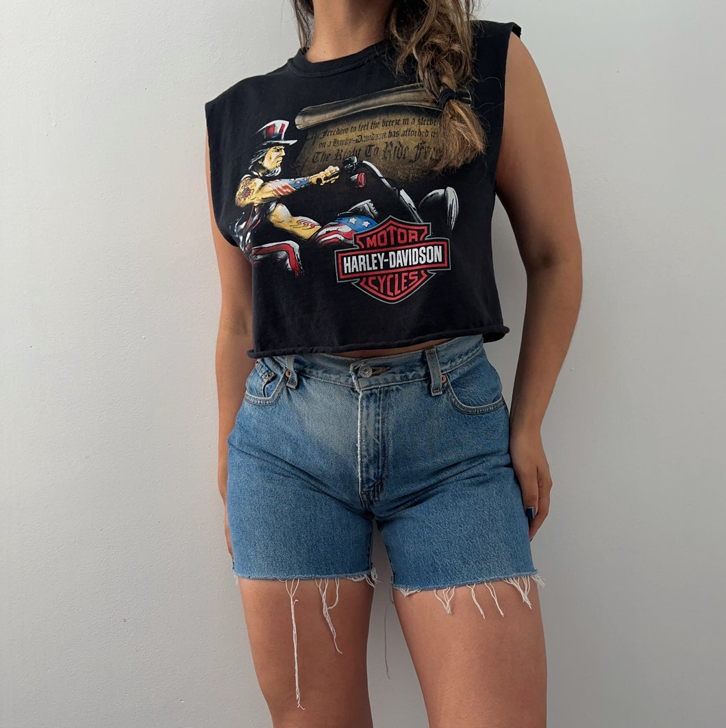 Ride free cropped Harley Davidson tank
